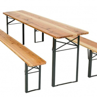 Дървена маса с две пейки - Комплект Бирфест  под наем